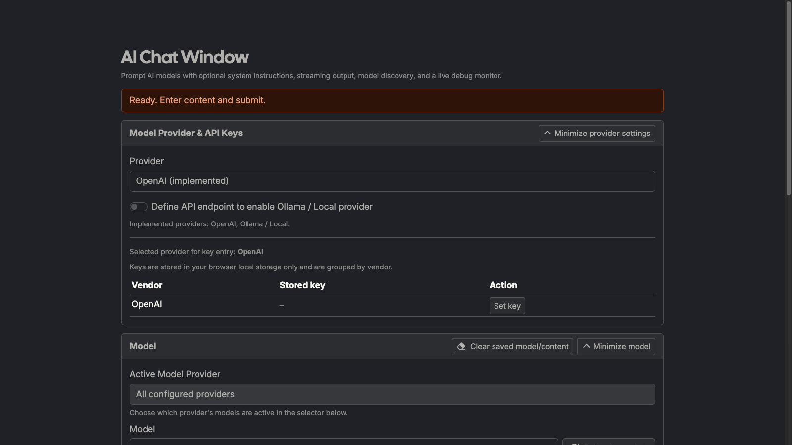 AI Chat Window screenshot